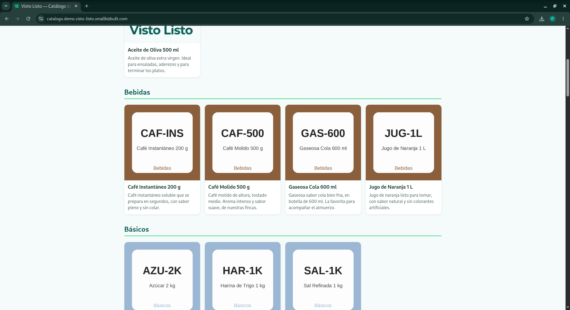 Catálogo de productos en una computadora